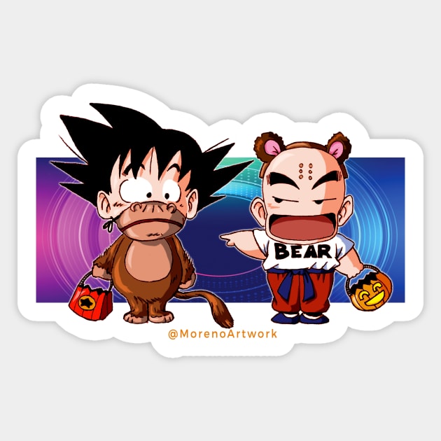 Dragon Ball Halloween (Kid Goku, Krillin) ドラゴンボール Sticker by MorenoArtwork